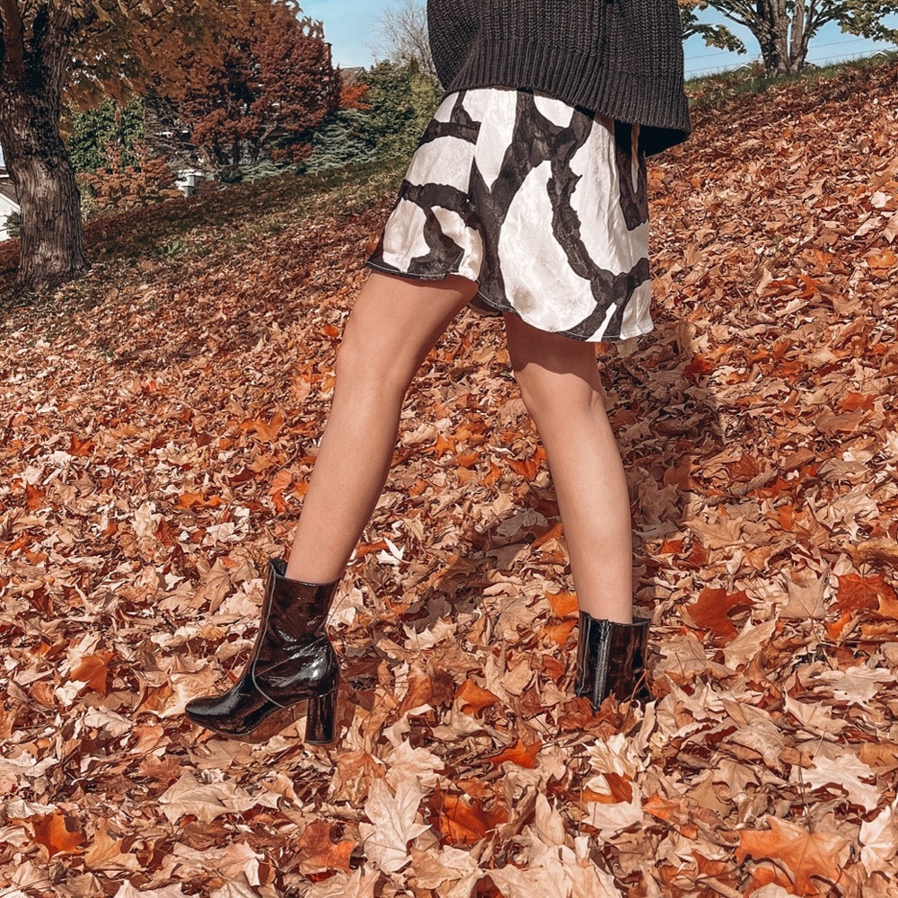 Black Patent Leather Ankle Boots